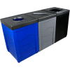 Busch Systems Evolve Triple Recycling & Trash Can, 150 Gallon, Noir/Bleu/Gris