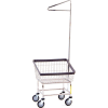 R&B Wire Products® Chrome Front Load Laundry Cart w / Single Pole Rack