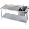 Aero Manufacturing 304 Table en acier inoxydable, 72 x 30 », évier droit et étagère galvanisée, calibre 14