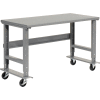 Global Industrial 60"W x 30"D Mobile Adjustable Height C-Channel Leg Workbench - Steel