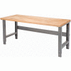 Global Industrial™ Adjustable Height Workbench, 72 x 30", Maple Butcher Block Square Edge, Gray