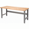 Global Industrial Adjustable Height Workbench, 72 x 30", Maple Butcher Block Square Edge, Gray