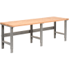 Global Industrial™ Extra Long Workbench, 96 x 36", Adjustable Height, Maple Square Edge, Gray