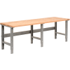 Global Industrial Extra Long Workbench, 96 x 36", Adjustable Height, Maple Square Edge, Gray