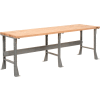 Global Industrial Extra Long Workbench, 96 x 36", Flared Leg, Maple Butcher Block Square Edge