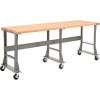 Global Industrial™ Extra Long Mobile Workbench, 96 x 36 », jambe évasée, Maple Square Edge