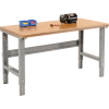 Global Industrial™ Adjustable Height Workbench, 72 x 36", Shop Top Safety Edge, Gray