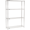 Nexel® Chrome, 4 Tier, Wire Shelving Starter Unit, 48"W x 14"D x 86"H