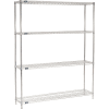 Nexel® 4 Shelf, Chrome Wire Shelving Unit, Starter, 60"W x 14"D x 74"H