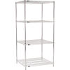 Nexel® Chrome, 4 Tier, Wire Shelving Starter Unit, 36"W x 30"D x 86"H