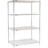 Nexel® Chrome, 4 Tier, Wire Shelving Starter Unit, 48"W x 30"D x 74"H