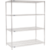 Nexel® 4 Shelf, Chrome Wire Shelving Unit, Starter, 60"W x 30"D x 74"H