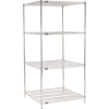 Nexel® Chrome, 4 Tier, Wire Shelving Starter Unit, 36"W x 36"D x 86"H