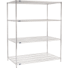 Nexel® 4 Shelf, Chrome Wire Shelving Unit, Starter, 60"W x 36"D x 74"H