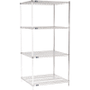 Nexel® Chrome, 4 Tier, Wire Shelving Add-On Unit, 36"W x 30"D x 86"H