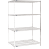 Nexel® Chrome, 4 Tier, Wire Shelving Add-On Unit, 48"W x 30"D x 74"H