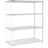 Nexel® Chrome, 4 Tier, Wire Shelving Add-On Unit, 72"W x 30"D x 74"H