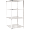 Nexel® Chrome, 4 Tier, Wire Shelving Add-On Unit, 36"W x 36"D x 86"H