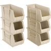 Akro-Mils® AkroBin® Plastic Stack & Hang Bin, 8-1/4"W x 18"D x 9"H, Stone - Pkg Qty 6