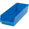 Global Industrial Plastic Nesting Storage Shelf Bin 6-5/8"W x 17-7/8"D x 4"H Blue - Pkg Qty 12
