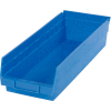 Bac de rangement gigogne en plastique industriel™ Global 6-5/8 « W x 17-7/8 » L x 4"H Bleu, qté par paquet : 12