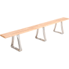 Global Industrial Locker Room Bench, Hardwood With Trapezoid Legs, 96 x 9-1/2 x 17