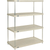 Nexel® Plastic, 4 Tier, Solid Shelving Unit, Poly-Z-Brite® Posts, 48"W x 24"D x 63"H
