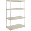 Nexel® Plastic, 4 Tier, Solid Shelving Unit, Poly-Z-Brite® Posts, 48"W x 24"D x 74"H