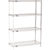 Nexel® Chrome, 4 Tier, Wire Shelving Add-On Unit, 36"W x 14"D x 63"H