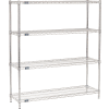 Nexel® 4 Shelf, Chrome Wire Shelving Unit, Starter, 48"W x 14"D x 63"H