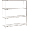 Nexel® Chrome, 4 Tier, Wire Shelving Add-On Unit, 54"W x 14"D x 63"H