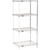 Nexel® Chrome, 4 Tier, Wire Shelving Add-On Unit, 30"W x 18"D x 54"H