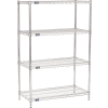 Nexel® 4 Shelf, Chrome Wire Shelving Unit, Starter, 36"W x 18"D x 54"H