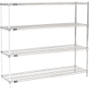 Nexel® Chrome, 4 Tier, Wire Shelving Add-On Unit, 72"W x 18"D x 54"H
