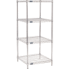 Nexel® Chrome, 4 Tier, Wire Shelving Starter Unit, 24"W x 24"D x 54"H