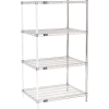 Nexel® Chrome, 4 Tier, Wire Shelving Add-On Unit, 30"W x 24"D x 63"H