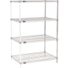 Nexel® Chrome, 4 Tier, Wire Shelving Add-On Unit, 36"W x 24"D x 54"H