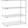 Nexel® Chrome, 4 Tier, Wire Shelving Add-On Unit, 54"W x 24"D x 63"H