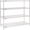 Nexel® Chrome, 4 Tier, Wire Shelving Starter Unit, 72"W x 24"D x 63"H