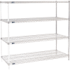 Nexel® Chrome, 4 Tier, Wire Shelving Add-On Unit, 72"W x 24"D x 63"H