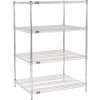 Nexel® Chrome, 4 Tier, Wire Shelving Starter Unit, 36"W x 30"D x 63"H