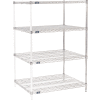 Nexel® Chrome, 4 Tier, Wire Shelving Add-On Unit, 36"W x 30"D x 63"H