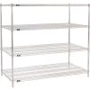 Nexel® Chrome, 4 Tier, Wire Shelving Starter Unit, 72"W x 30"D x 63"H
