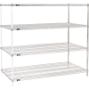 Nexel® Chrome, 4 Tier, Wire Shelving Add-On Unit, 60"W x 30"D x 54"H