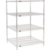 Nexel® Chrome, 4 Tier, Wire Shelving Starter Unit, 36"W x 36"D x 63"H
