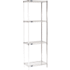 Nexel® Chrome, 4 Tier, Wire Shelving Add-On Unit, 30"W x 14"D x 74"H
