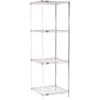 Nexel® Chrome, 4 Tier, Wire Shelving Add-On Unit, 24"W x 24"D x 86"H