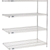 Nexel® 4 Shelf, Chrome Wire Shelving Unit, Add On, 48"W x 24"D x 74"H