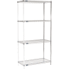Nexel® Chrome, 4 Tier, Wire Shelving Add-On Unit, 36"W x 18"D x 86"H