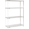 Nexel® Chrome, 4 Tier, Wire Shelving Add-On Unit, 54"W x 18"D x 86"H
